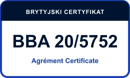 Brytyjski certyfikat BBA Agrément Certificate 20/5752: system hydroizolacji LAVA 20