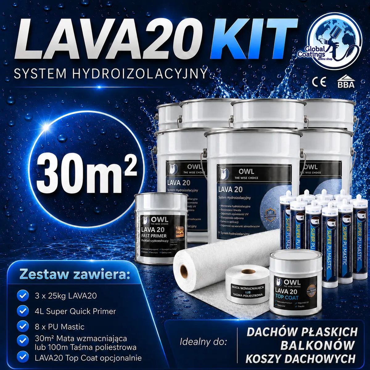 Zestaw uszczelniający hydroizolacyjny LAVA 20 30m²
