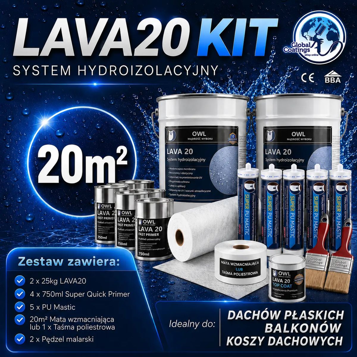 Zestaw uszczelniający hydroizolacyjny LAVA 20 20m²