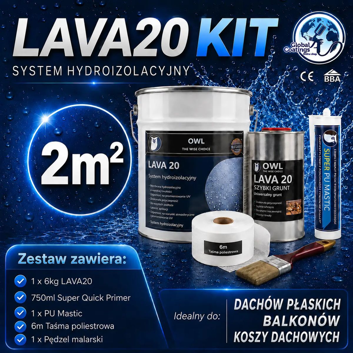 Zestaw naprawczy hydroizolacyjny LAVA 20 2m²