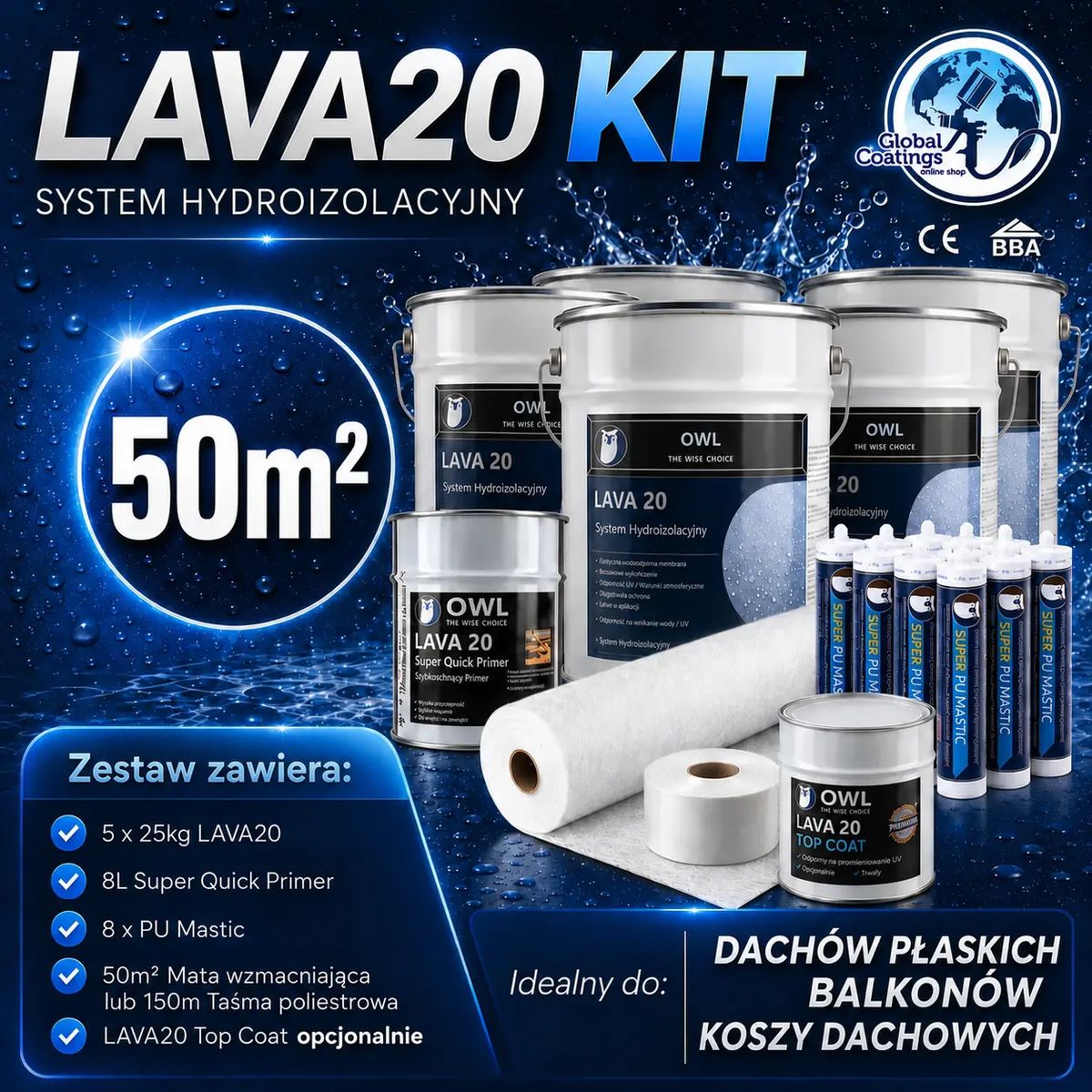 Zestaw uszczelniający hydroizolacyjny LAVA 20 50m²
