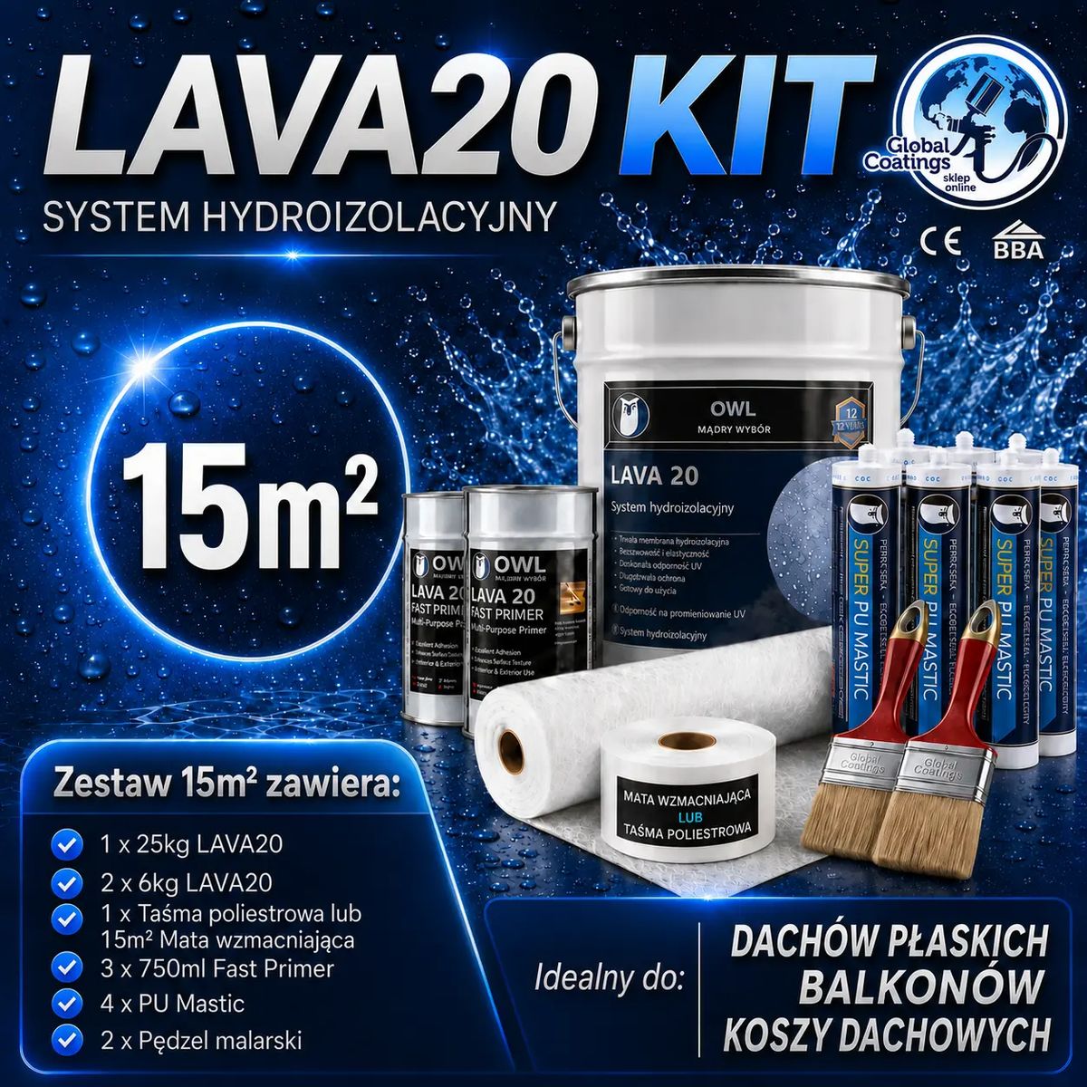 Zestaw uszczelniający hydroizolacyjny LAVA 20 15m²
