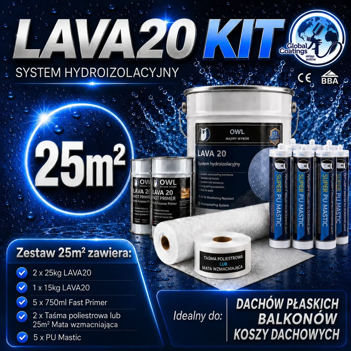 Zestaw uszczelniający hydroizolacyjny LAVA 20 25m²