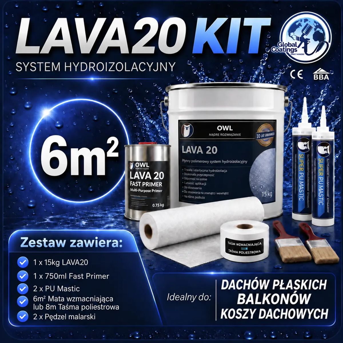 Zestaw uszczelniający hydroizolacyjny LAVA 20 6m²